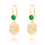Blissful Ruyi Hook Earrings Green Agate Side - Shen Yun Collections