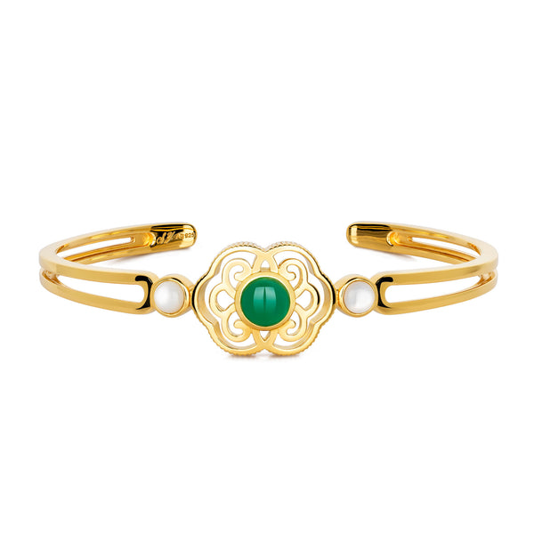 Blissful Ruyi Bangle Green Agate - Shen Yun Collections