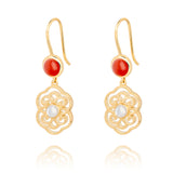 Blissful Ruyi Hook Earrings Carnelian Side - Shen Yun Collections