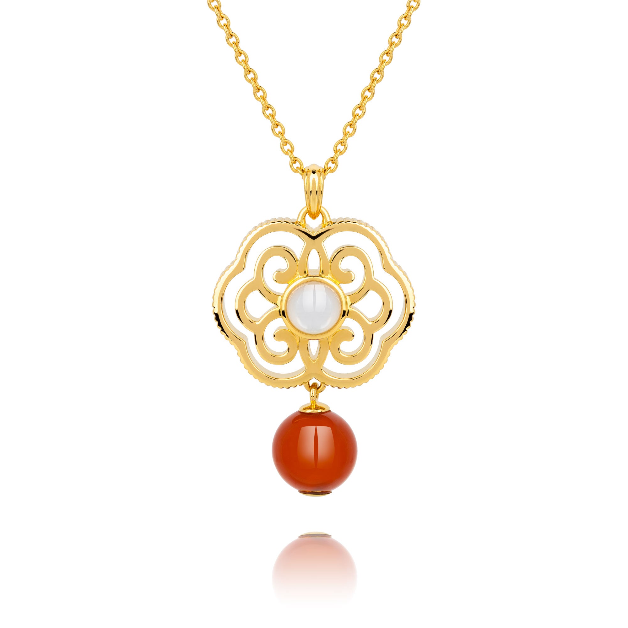 Blissful Ruyi Necklace Carnelian - Shen Yun Collections