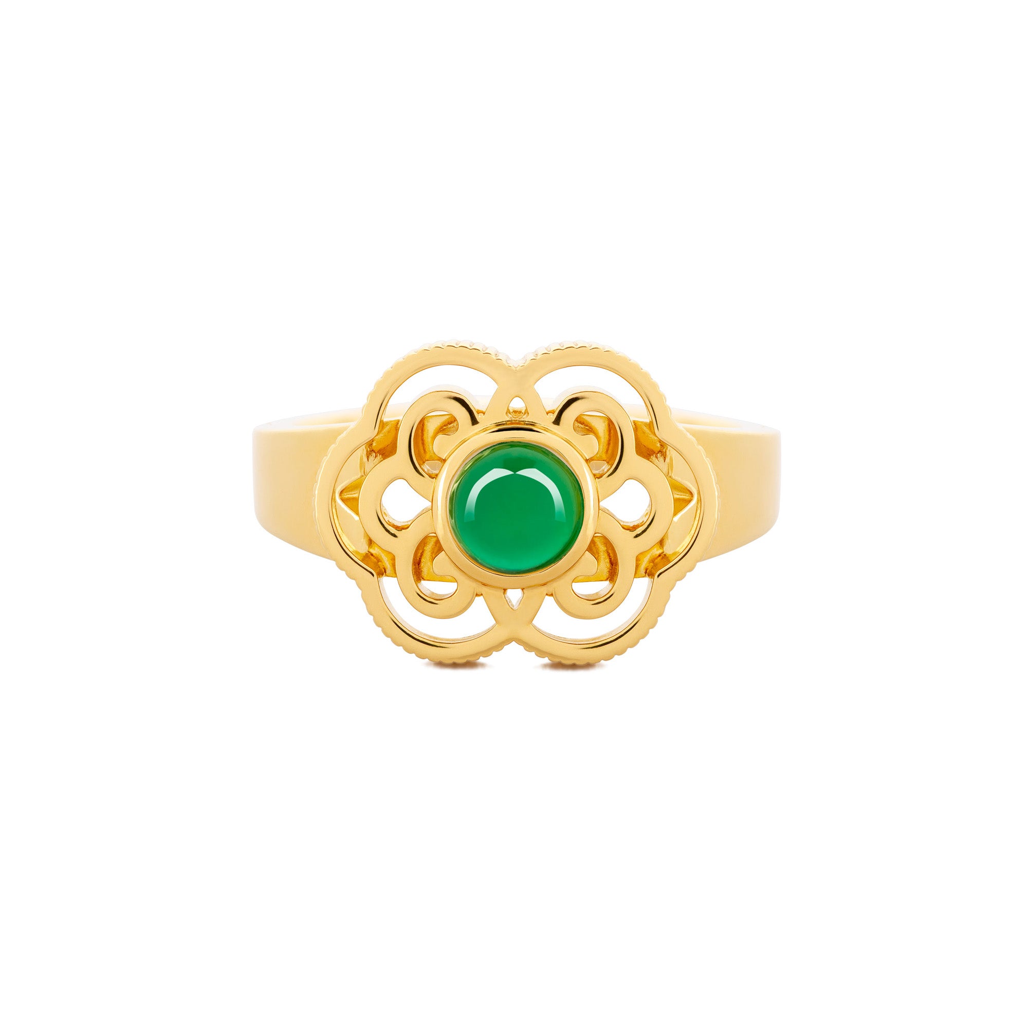 Blissful Ruyi Ring Green Agate - Shen Yun Collections