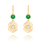 Blissful Ruyi Hook Earrings Green Agate - Shen Yun Collections