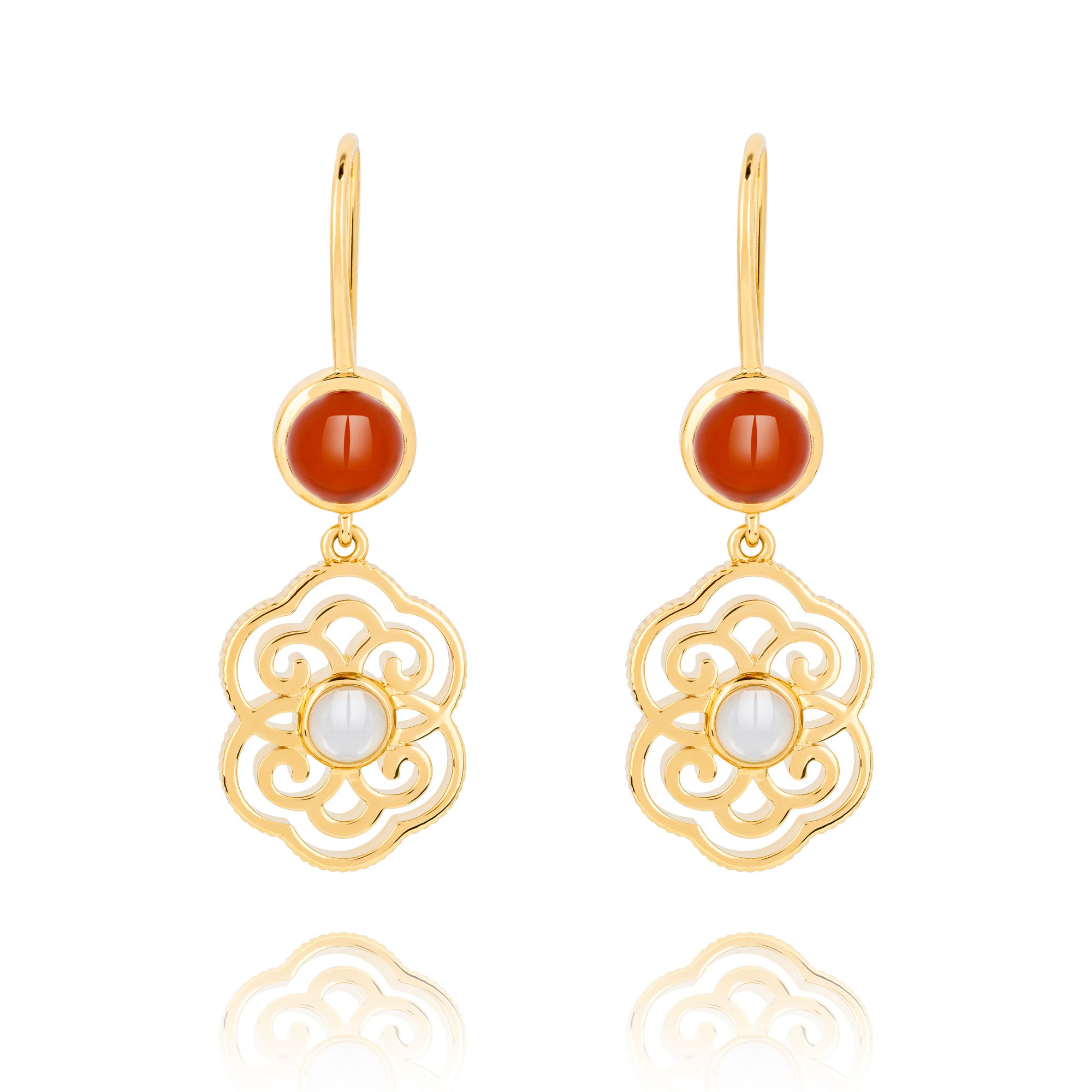 Blissful Ruyi Hook Earrings Carnelian - Shen Yun Collections