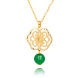 Blissful Ruyi Necklace Green Agate Back - Shen Yun Collections