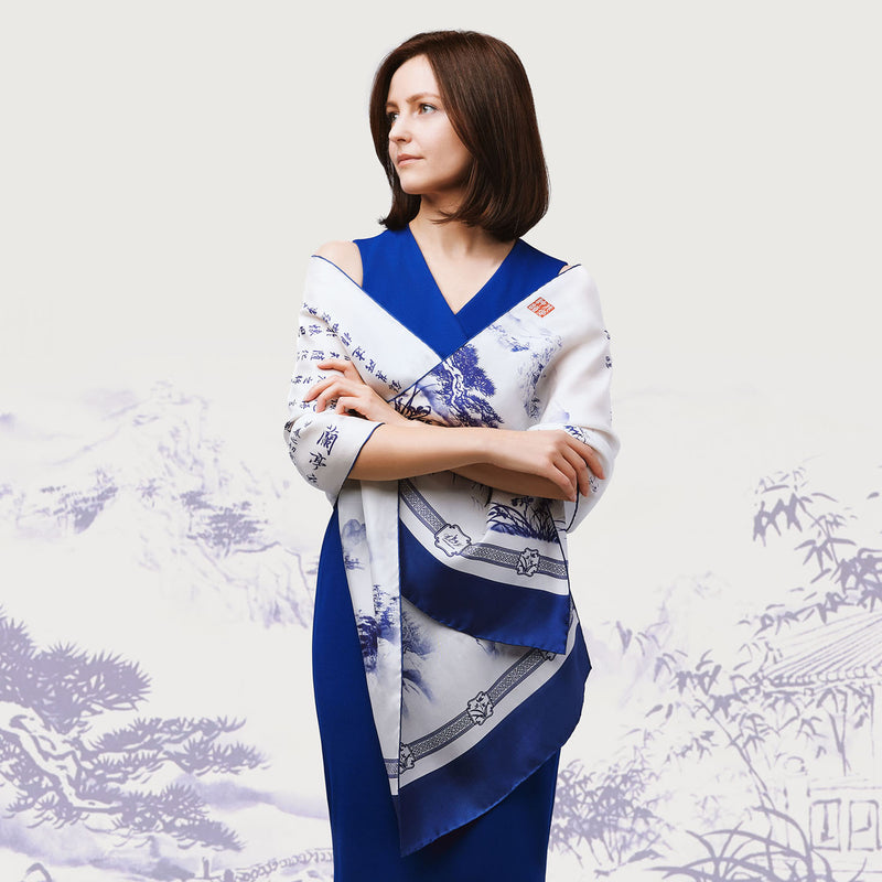 Poets of the Orchid Pavilion Long Silk Scarf | Shen Yun Shop