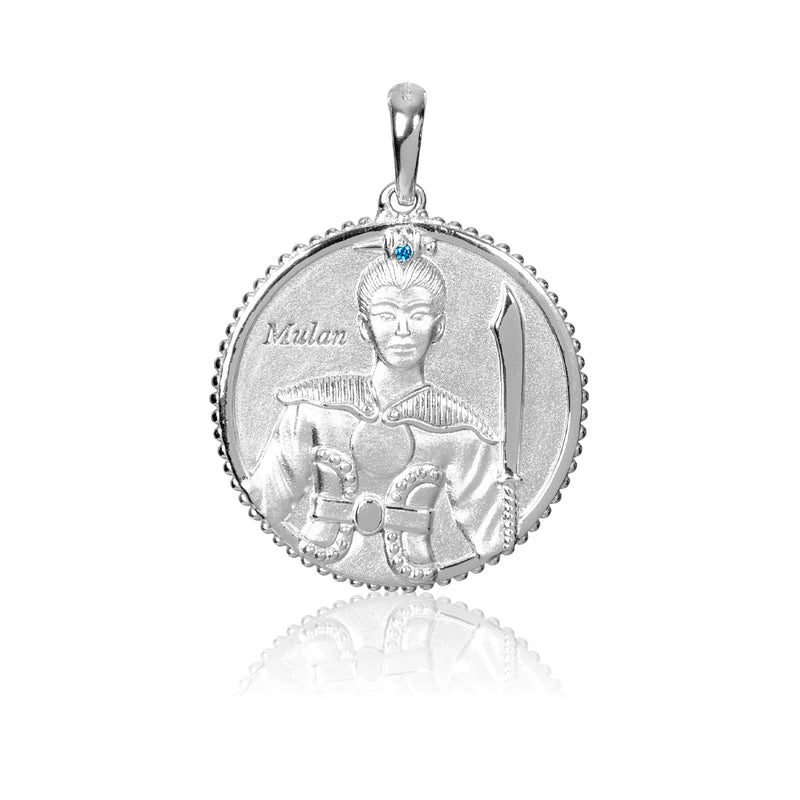 The Legendary Mulan Charm Silver 25mm Rear View - Shen Yun Collections