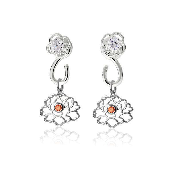 Tang Flower Charm Earrings with Ruyi Hook - Shen Yun Collections
