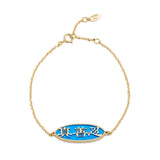 Zhen Shan Ren Words Bracelet 14kt Yellow Gold with Blue Mother of Pearl