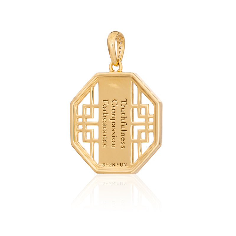 Zhen Shan Ren Wondrous Bliss Charm Gold 22mm Rear | Shen Yun Collections