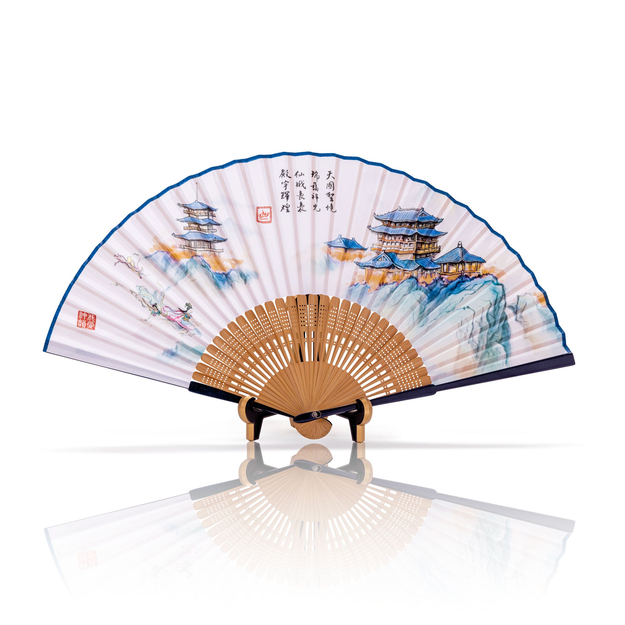 A Realm of Heavenly Wonders Fan Open View - Shen Yun Collections