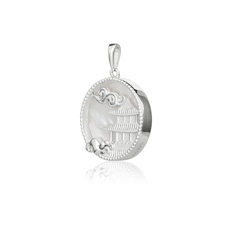 Mystical Moon Palace Charm Silver 18mm Side - Shen Yun Collections