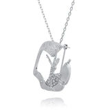 Diamond Cut Chain for Brooch Silver with Pendant Side View - Shen Yun Collections