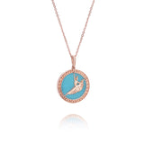 Divine Grace Pendant 18kt Rose Gold with Turquoise Side View | Shen Yun Collections 