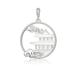 Mystical Moon Palace Charm Silver 23mm Front - Shen Yun Collections