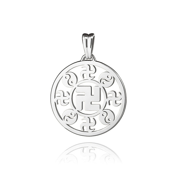 Falun Pendant 18kt White Gold 22mm Front View | Shen Yun Collections 