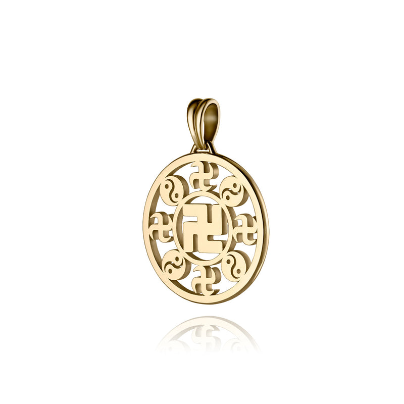 Falun Pendant 18kt Yellow Gold 17mm Side Image | Shen Yun Collections 