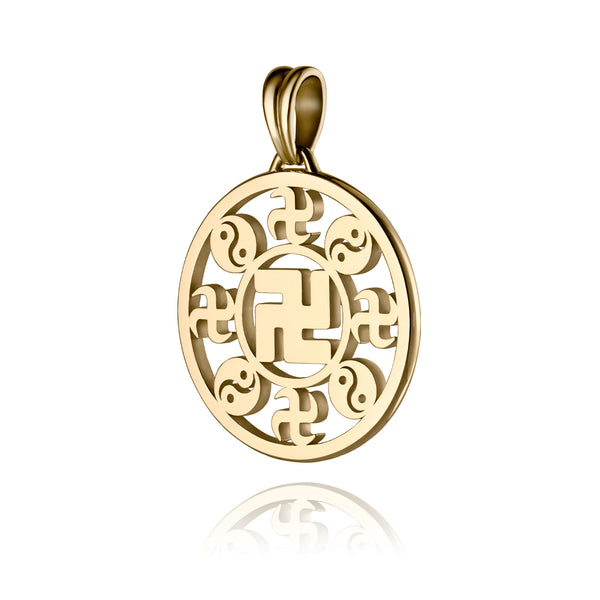 Falun Pendant 18kt Yellow Gold 25mm Side Image | Shen Yun Collections