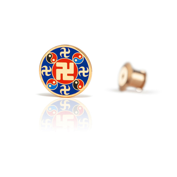 Falun Pin Indigo Blue Small Front | Shen Yun Collections 