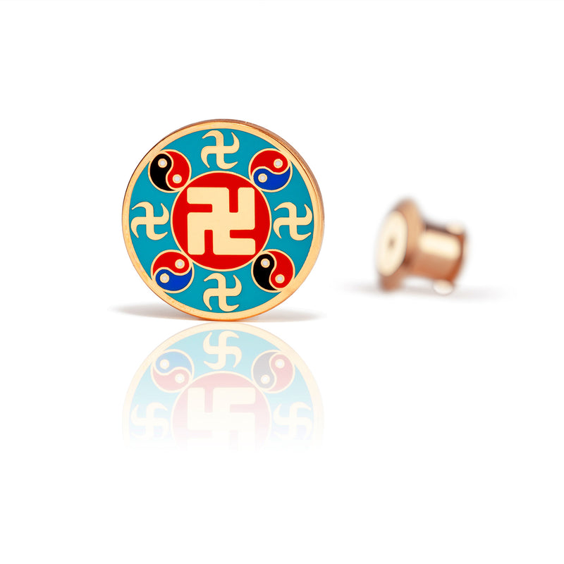 Falun Pins Teal Large Front View | Shen Yun Collections