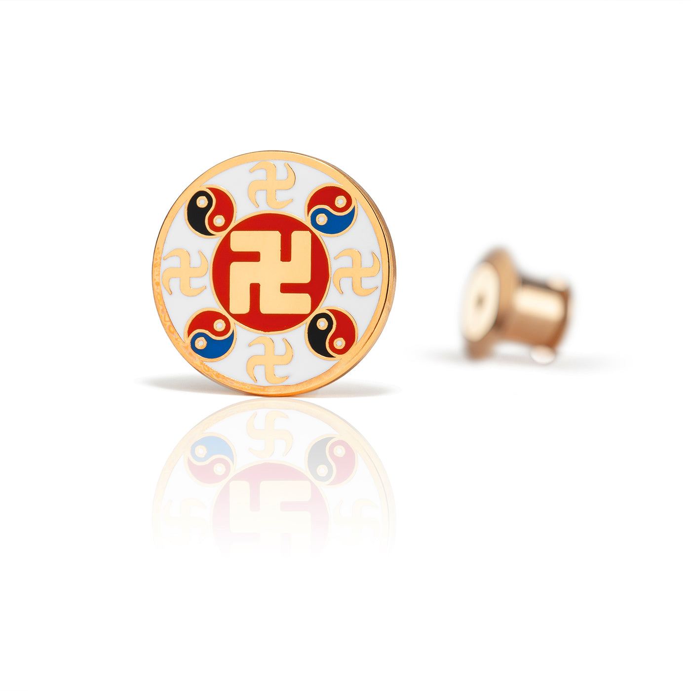 Falun Pins White Large Front View | Shen Yun Collections 