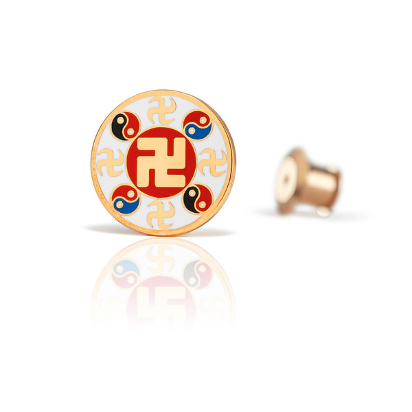 Falun Pins White Large Front View | Shen Yun Collections 