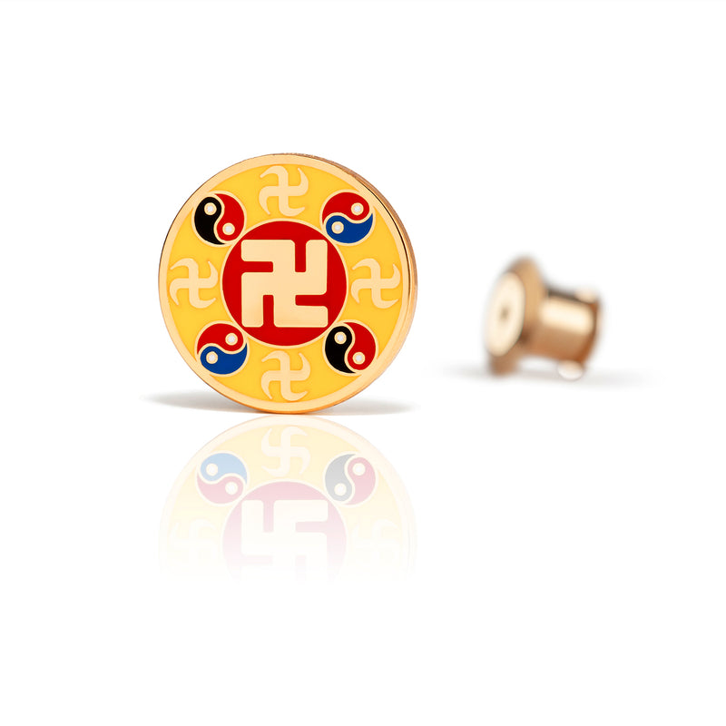 Falun Pins Yellow Large Front View | Shen Yun Collections 