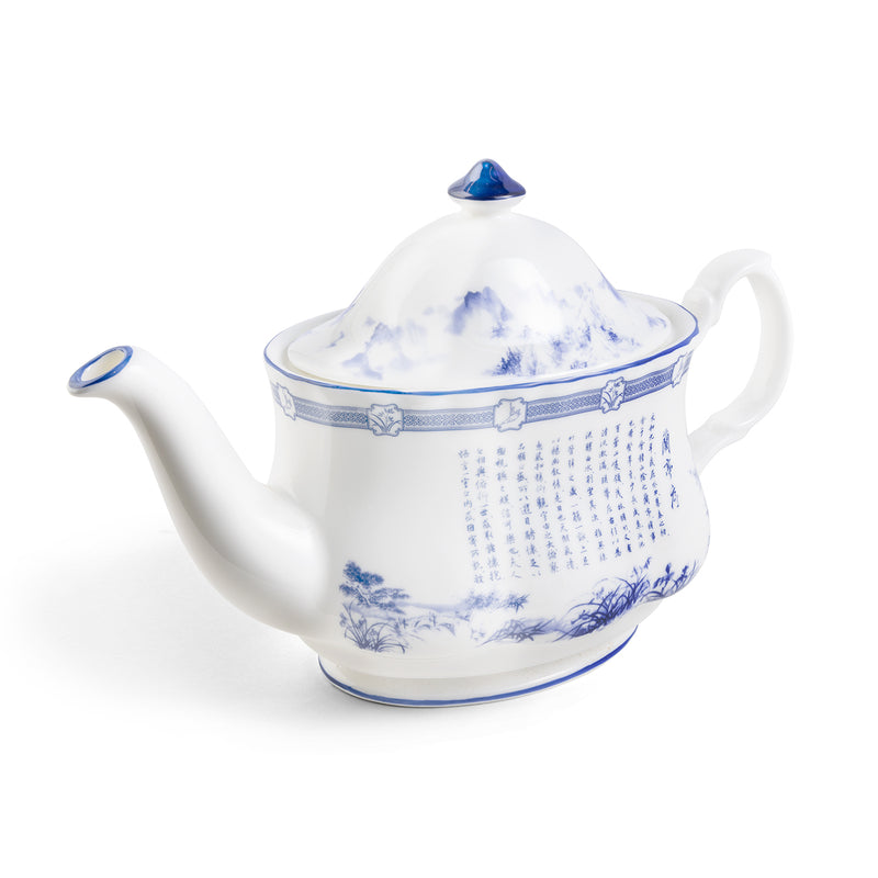 Poets of the Orchid Pavilion Teapot Oval 600ml Side View 2 - Shen Yun Collections