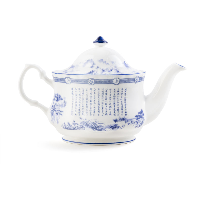 Poets of the Orchid Pavilion Teapot Oval 600ml Side View 4 - Shen Yun Collections