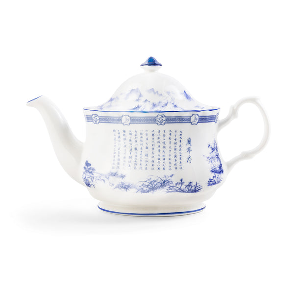 Poets of the Orchid Pavilion Teapot Oval 600ml Side View - Shen Yun Collections