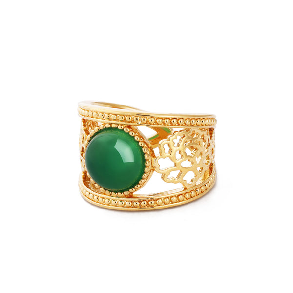 Golden Tang Peony Peony Ring Green | Shen Yun Collections