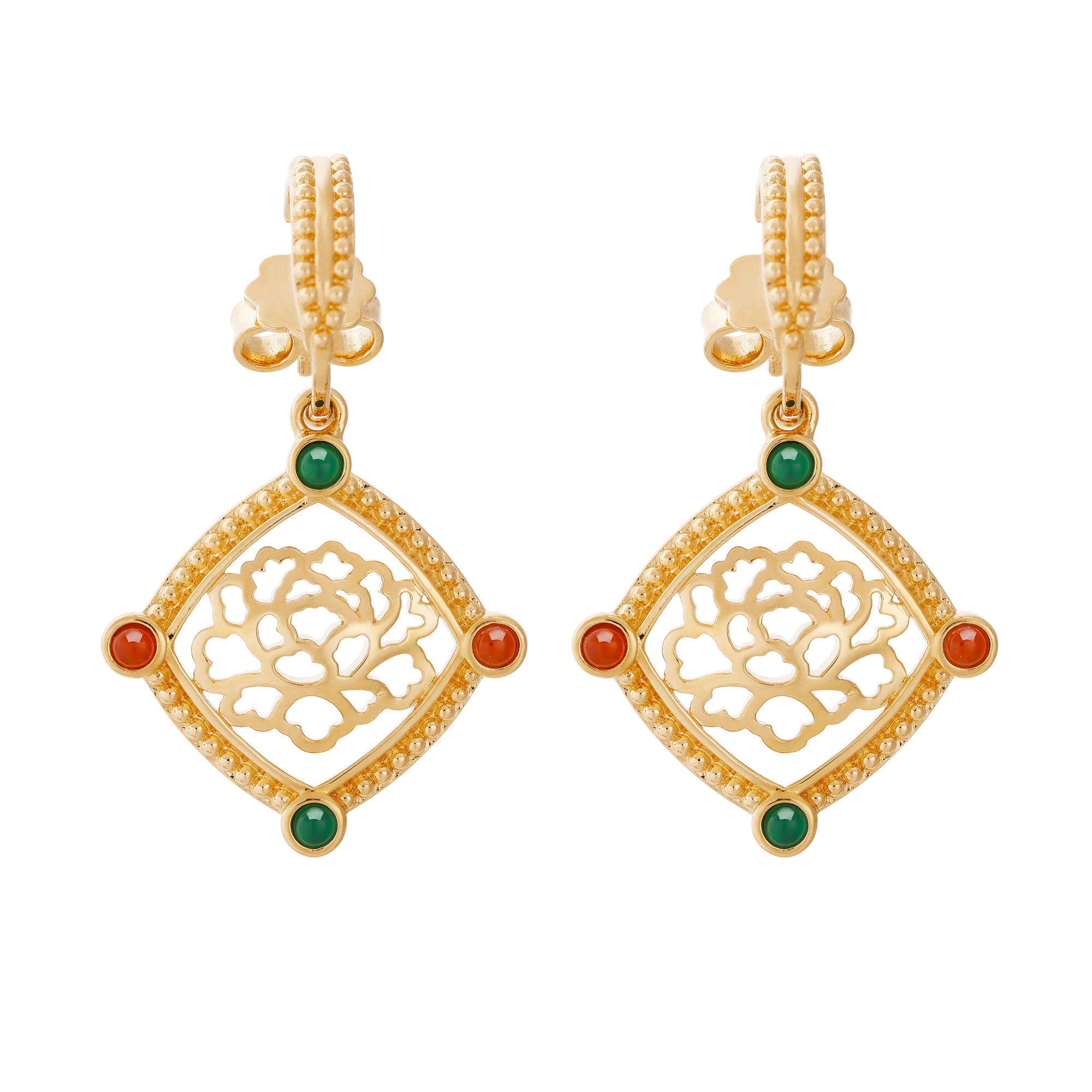  Golden Tang Peony Dangle Earrings | Shen Yun Collections