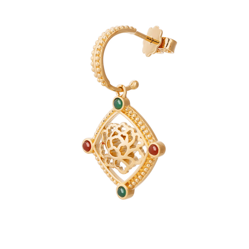 Golden Tang Peony Dangle Earrings | Shen Yun Collections