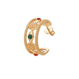 Golden Tang Peony Hoop Earrings Side | Shen Yun Collections