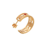 Golden Tang Peony Hoop Earrings Side Back | Shen Yun Collections