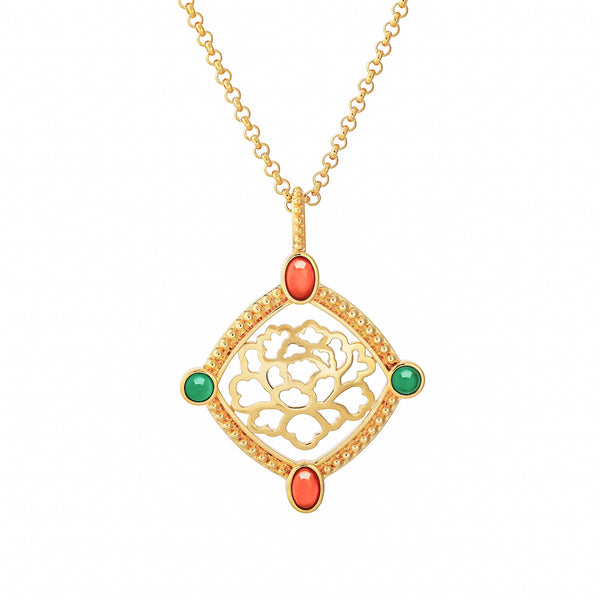 Golden Tang Peony Necklace | Shen Yun Collections