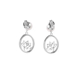 Lotus Fairies Drop Earrings Silver Back View - Shen Yun Collections