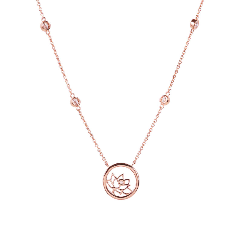 Lotus Fairies Necklace 17" Rose Gold Back View - Shen Yun Collections