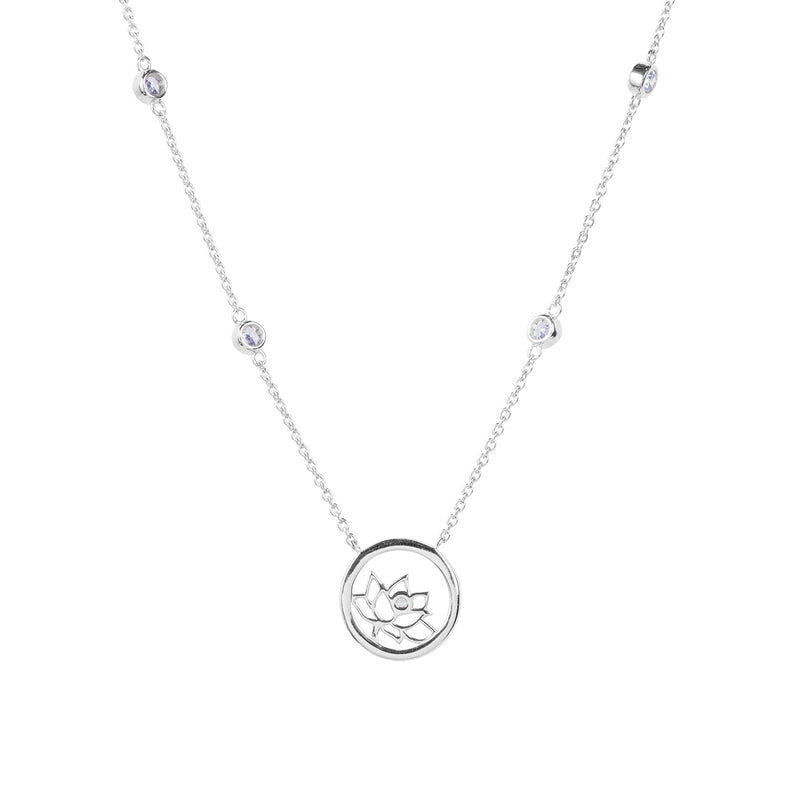 Lotus Fairies Necklace 17" Silver Back View - Shen Yun Collections