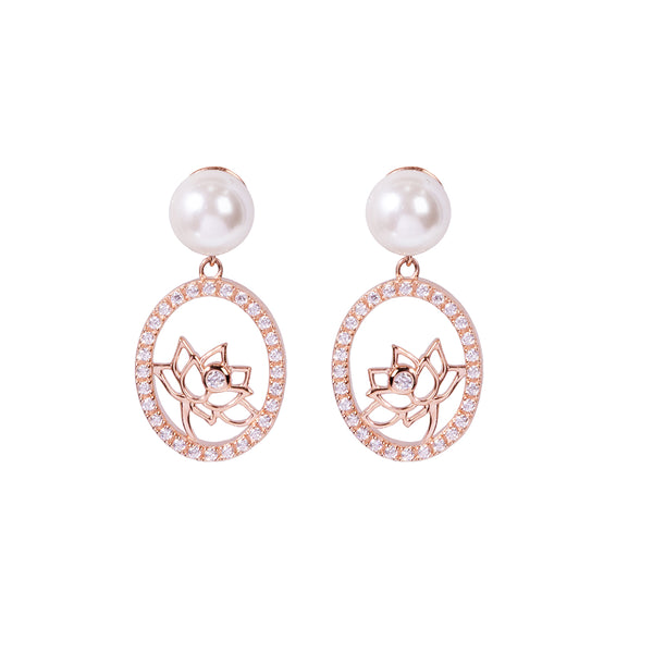 Lotus Fairies Drop Earrings Rose Gold | Shen Yun Collections