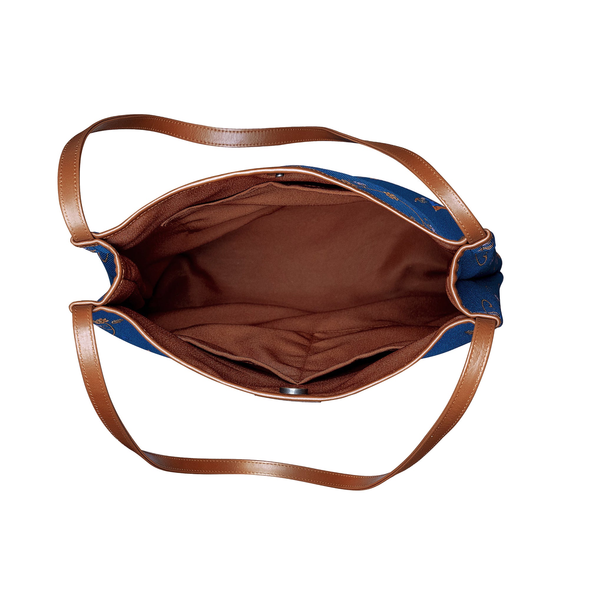 Lantern Grace Tote Bag with Leather Handle Blue | Shen Yun Collections