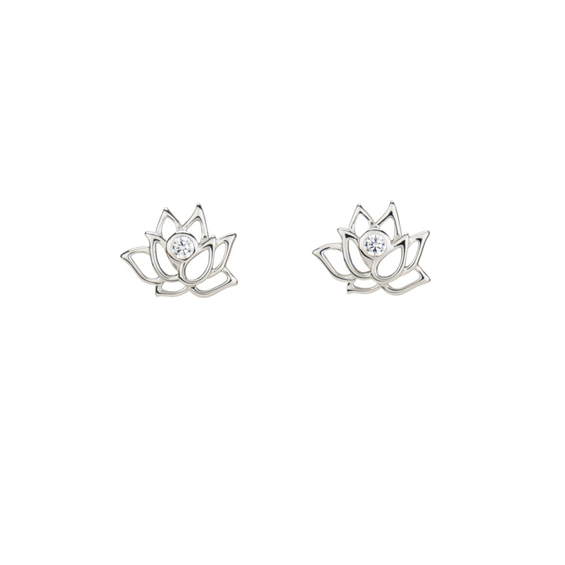 Lotus Fairies Earrings Silver Small Flower | Shen Yun Collections 