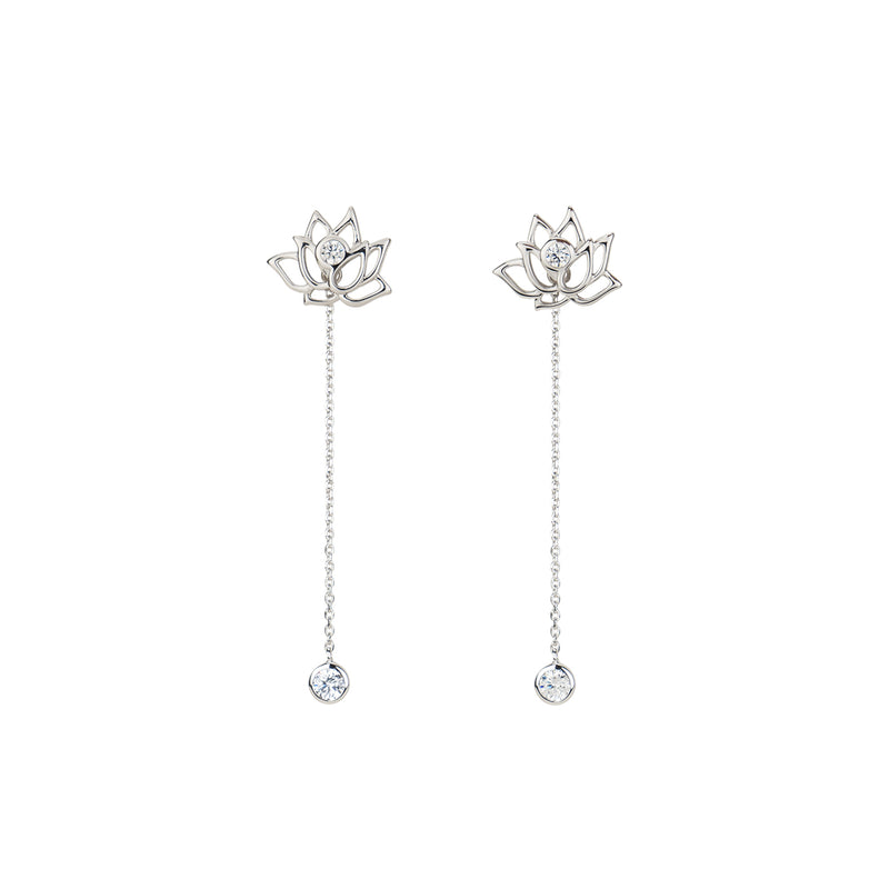 Lotus Fairies Earrings Silver With Stone | Shen Yun Collections 