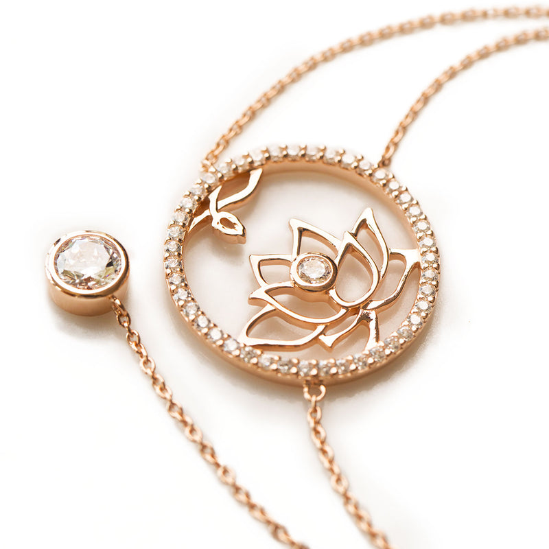 Lotus Fairies Necklace Rose Gold Close Up Image | Shen Yun Collections