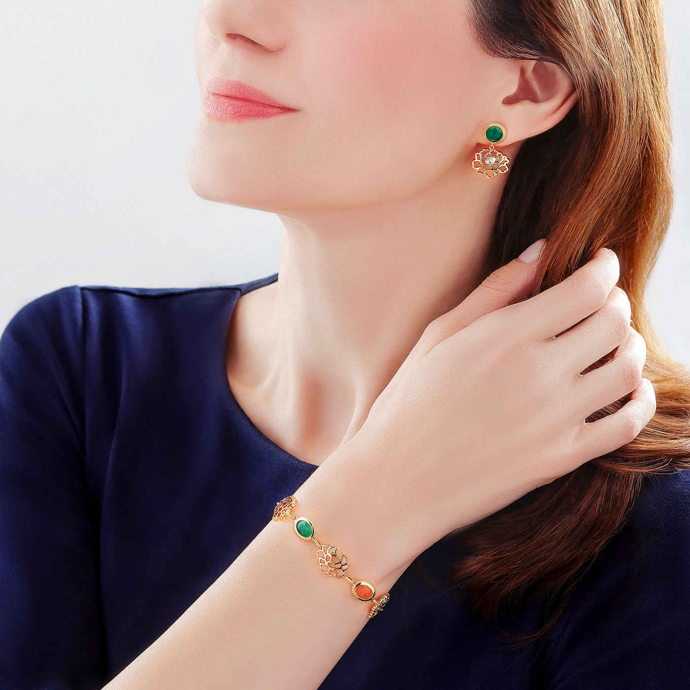 Majestic Tang Peony Bouquet Bracelet Gold Vermeil | Shen Yun