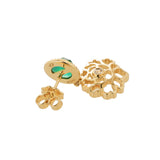 Majestic Tang Peony Earrings Gold Vermeil with Green Agate | Shen Yun Collections