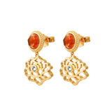 Majestic Tang Peony Earrings Gold Vermeil with Orange Carnelian | Shen Yun Collections