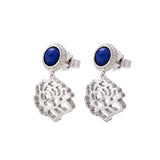 Majestic Tang Peony Earrings Silver with Lapis | Shen Yun Collections