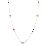 Majestic Tang Peony Long Necklace Silver Front | Shen Yun Collections