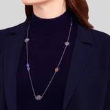 Majestic Tang Peony Long Necklace Silver Model | Shen Yun Collections
