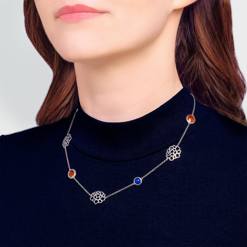 Majestic Tang Peony Necklace Silver Model | Shen Yun Collections